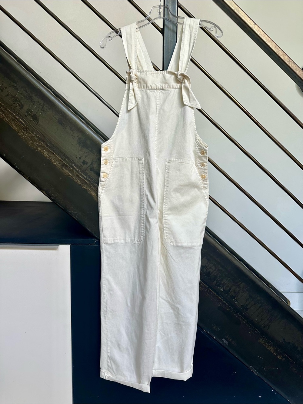 ALEX MILL white cotton twill jumpsuit/overalls /sz small NWOT